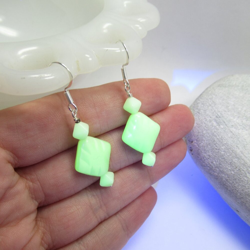 Uranium glass bead earrings